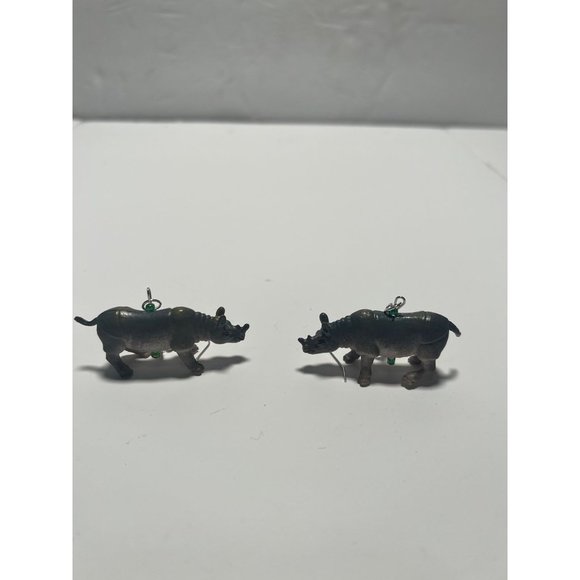 Handmade 3D Rhino Plastic Toy Earrings - Picture 3 of 4